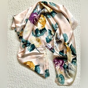 🌸 Talbots Silk Scarf | Vintage-Inspired Botanical Print